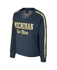 Colosseum Women's Navy Michigan Wolverines Treasures Long Sleeve V-Neck T-Shirt