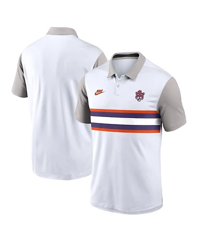 Nike Men's White/Gray Clemson Tigers Athletic Prep Legacy Logo Vapor Performance Polo Shirt