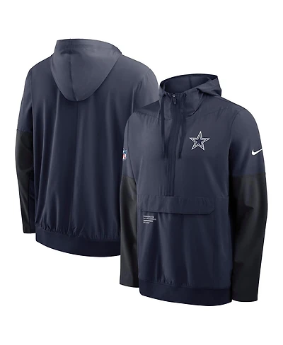 Nike Men's Navy Dallas Cowboys Sideline Anorak Half-Zip Hoodie Jacket
