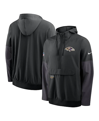 Nike Men's Black Baltimore Ravens Sideline Anorak Half-Zip Hoodie Jacket