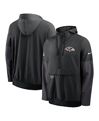 Nike Men's Black Baltimore Ravens Sideline Anorak Half-Zip Hoodie Jacket