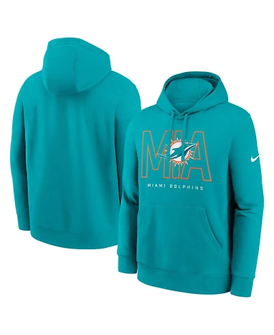 Nike Men's Aqua Miami Dolphins Busted Play Club Fleece Pullover Hoodie