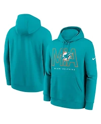Nike Men's Aqua Miami Dolphins Busted Play Club Fleece Pullover Hoodie