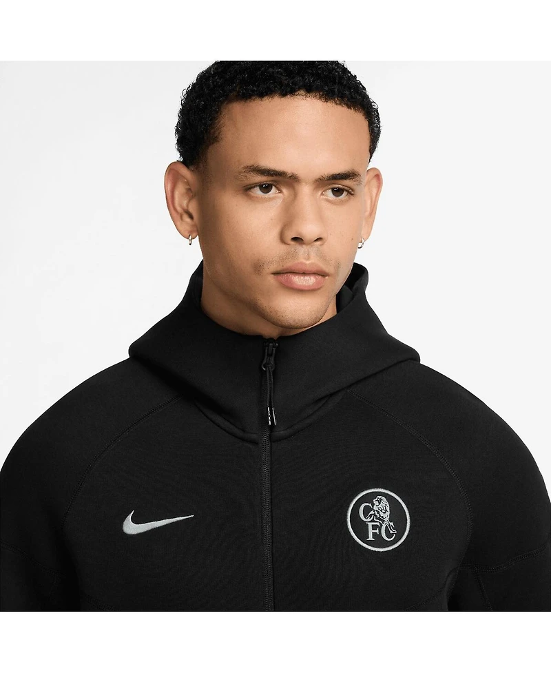 Nike Men's Black Chelsea Tech Fleece Full-Zip Hoodie Jacket