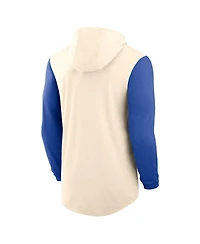 Nike Men's Natural/Royal Kentucky Wildcats Legacy Color-Block Tri-Blend Performance Long Sleeve Hoodie T-Shirt
