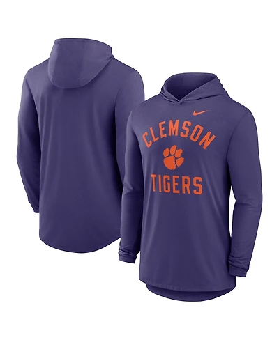 Nike Men's Purple Clemson Tigers Classic Arch Tri-Blend Performance Long Sleeve Hoodie T-Shirt