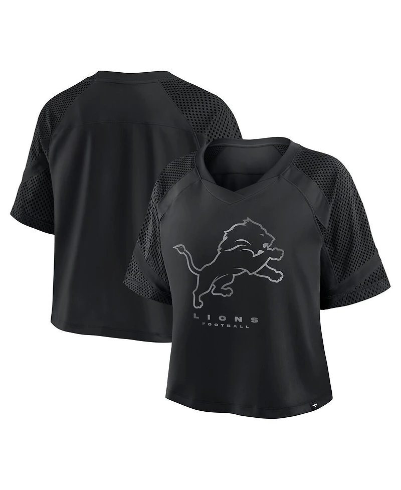 Fanatics Women's Detroit Lions Oversized Raglan V-Neck Blackout Fashion Jersey