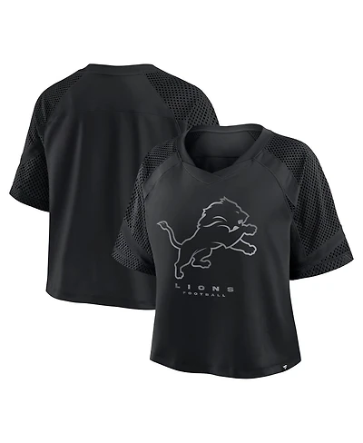 Fanatics Women's Detroit Lions Oversized Raglan V-Neck Blackout Fashion Jersey