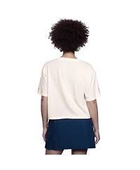 Starter Women's White New England Patriots Throwback Play the Ball Boxy Cropped T-Shirt