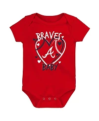 Outerstuff Baby Boys and Girls 3-Pack Atlanta Braves Slide Home Bodysuit Set