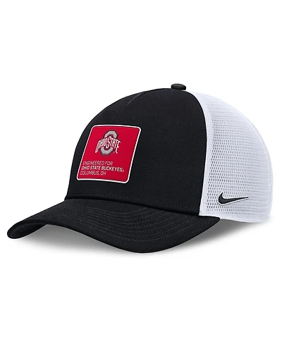 Nike Men's Black/White Ohio State Buckeyes 2025 On-Field Rise Engineered Trucker Adjustable Hat