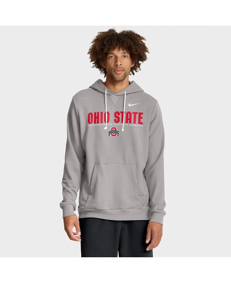 Nike Men's Gray Ohio State Buckeyes 2025 Sideline Performance Pullover Hoodie