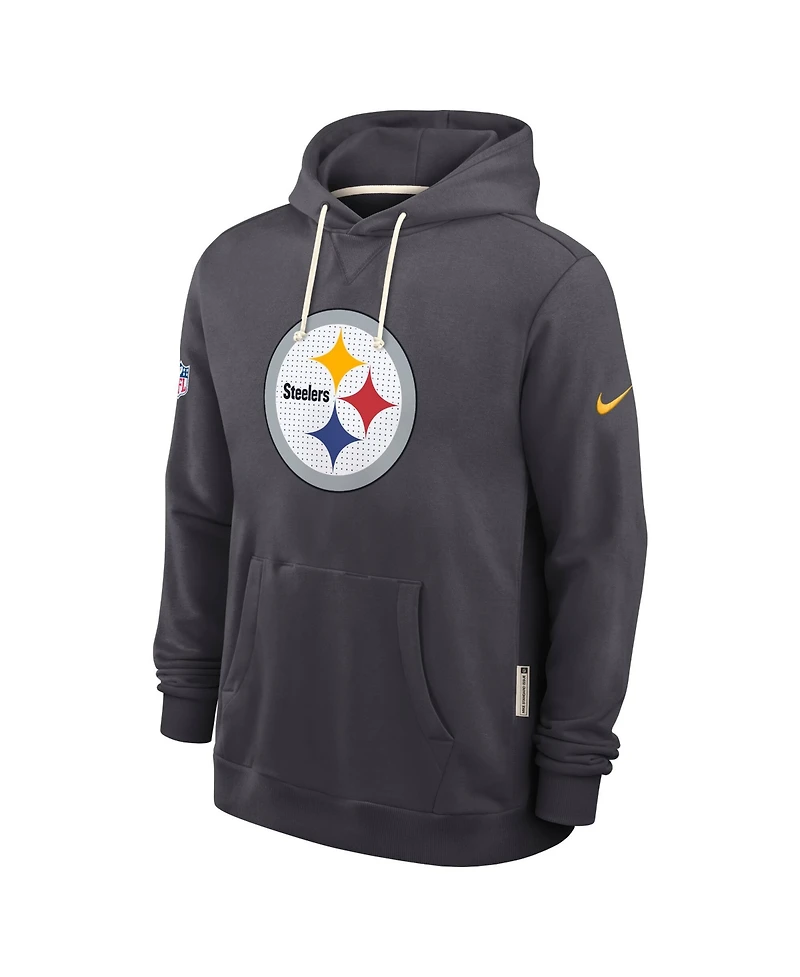 Nike Men's Anthracite Pittsburgh Steelers Sideline Standard Issue Initial Home Dri-fit Hoodie