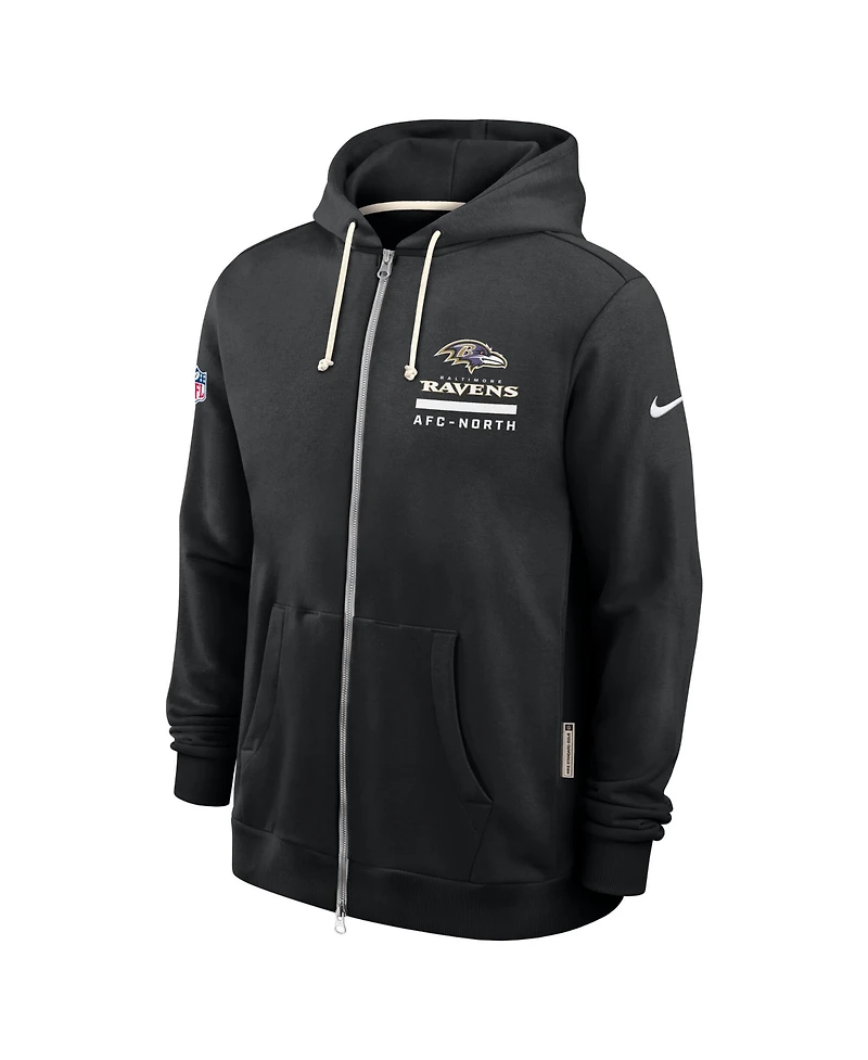 Nike Men's Black Baltimore Ravens Sideline Utility Player Performance Full-Zip Hoodie