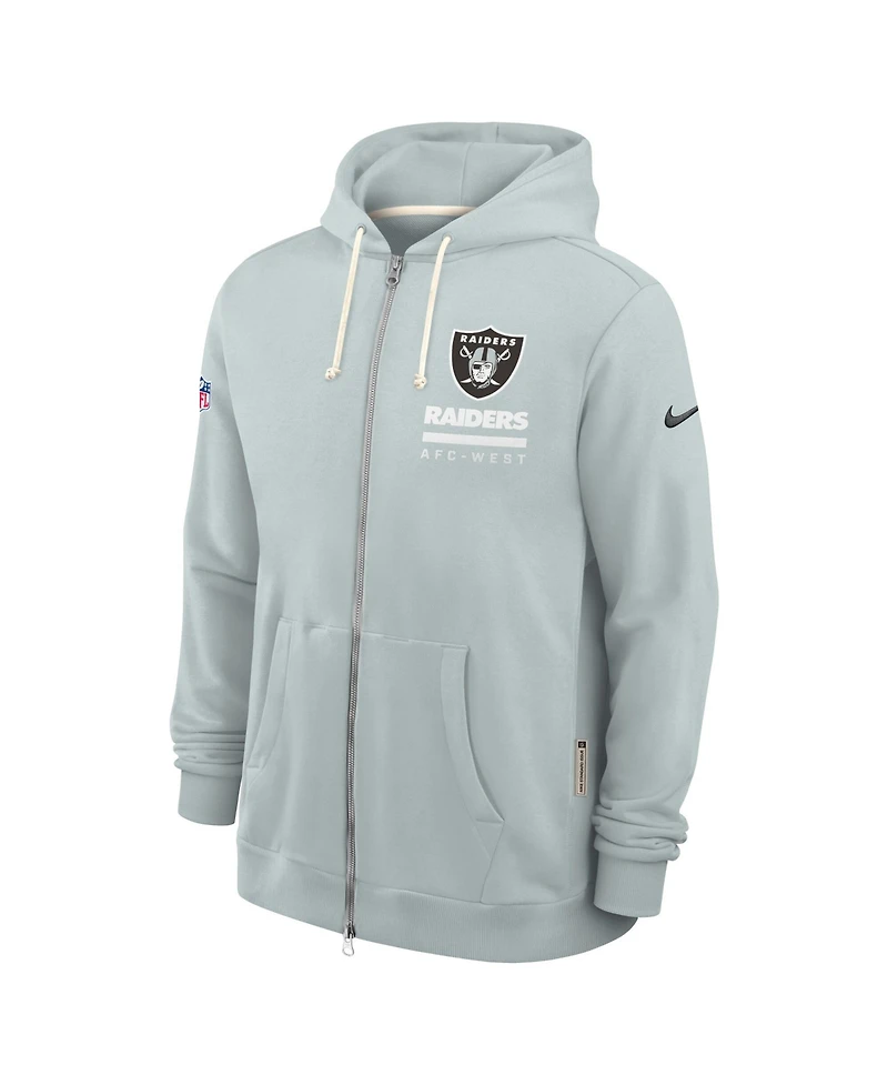 Nike Men's Silver Las Vegas Raiders Sideline Utility Player Performance Full-Zip Hoodie