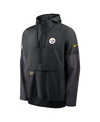 Nike Men's Black Pittsburgh Steelers Sideline Anorak Half-Zip Hoodie Jacket