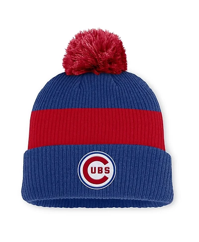 Nike Men's Royal/Red Chicago Cubs Cooperstown Collection Peak Standard Cuffed with Pom Knit Hat