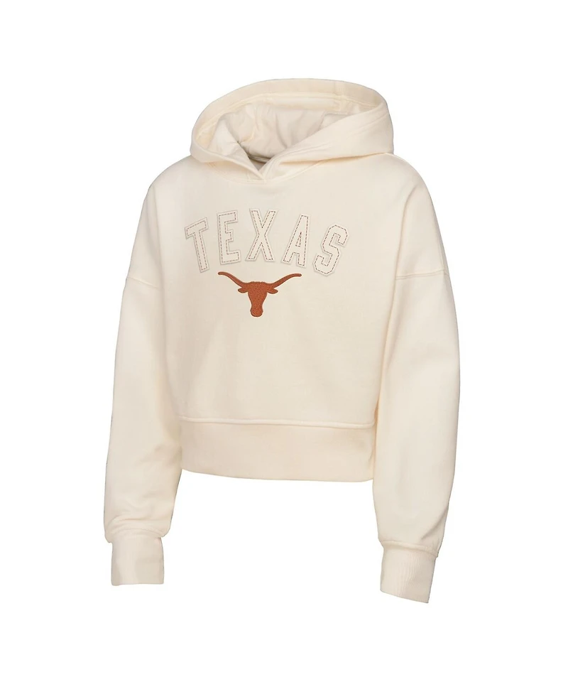 Outerstuff Big Boys and Girls Cream Texas Longhorns Oversized Blitz Cropped Pullover Hoodie