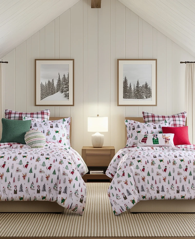 Levtex Home Meowy Christmas Reversible -Pc. Duvet Cover Set