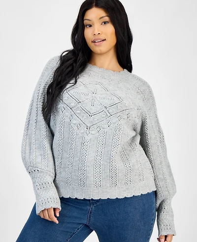 And Now This Trendy Plus Scalloped-Edge Pointelle Sweater, Macy's Exclusive