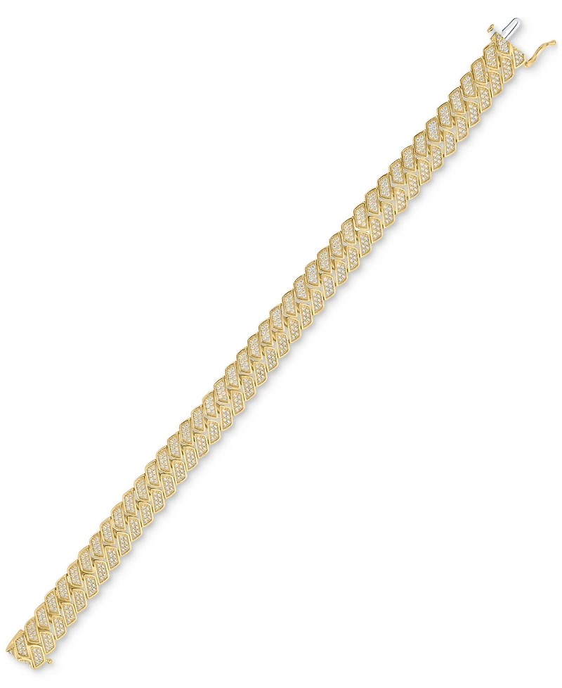 Men's Diamond Pave Link Bracelet (4 ct. t.w.) in 14k Gold-Plated Sterling Silver