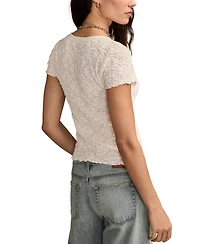 Lucky Brand Women's Textured Sweetheart Neck Babydoll Top