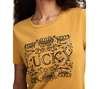 Lucky Brand Women's Ornate Floral Classic Crew T-Shirt