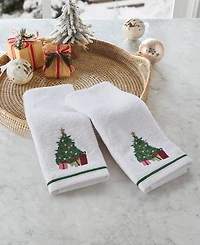 Decor Studio Holiday Christmas Tree Turkish Cotton 2-Pc. Hand Towel Set, 16" x 28"