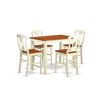 East West Furniture 5 Pc counter height Dining room set-pub Table and 4 Kitchen bar stool