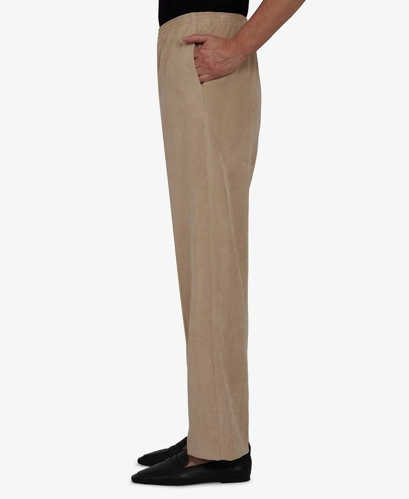 Alfred Dunner Women's Classic Corduroy Elastic Waist Short Length Pants