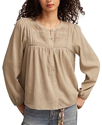 Lucky Brand Women's Peasant Button Down Blouse