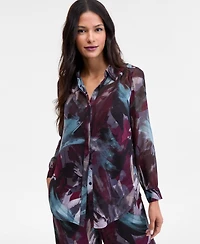 I.n.c. International Concepts Women's Printed Long-Sleeve Blouse, Macy's Exclusive
