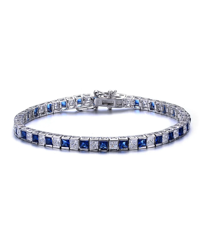 White Gold Plating with Colored Cubic Zirconia Tennis Bracelet