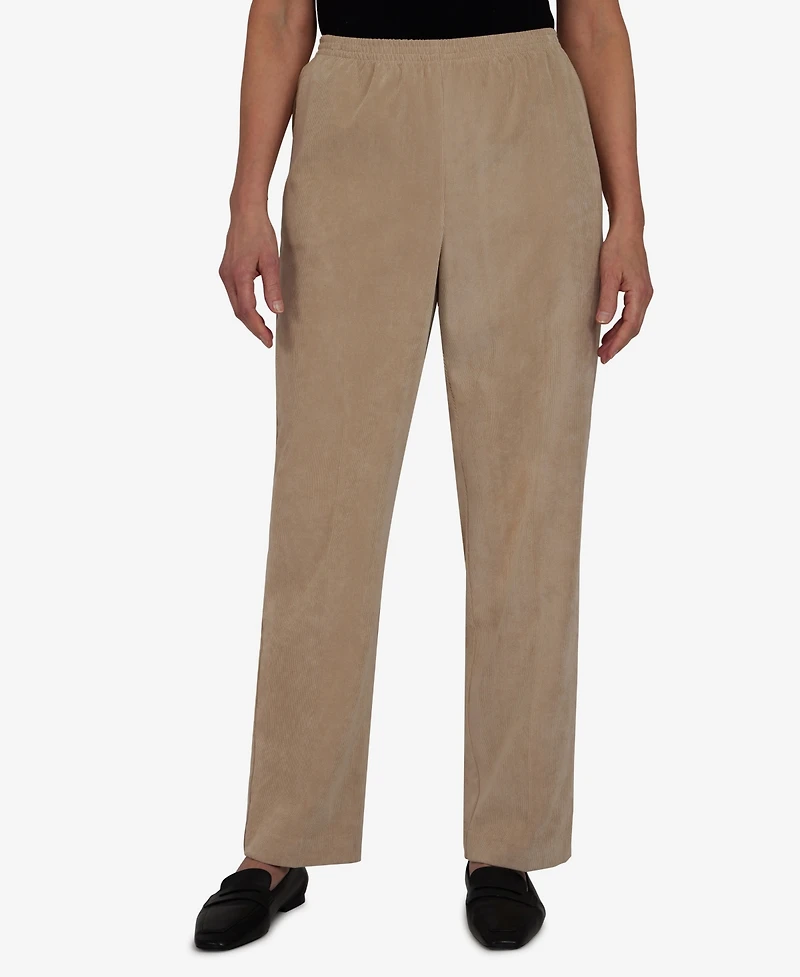 Alfred Dunner Women's Classic Corduroy Elastic Waist Short Length Pants