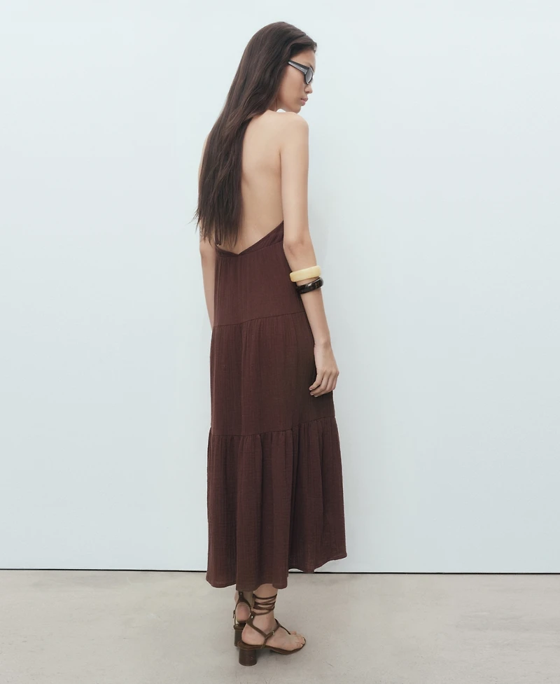 Mango Women's V-Neck Cotton Dress