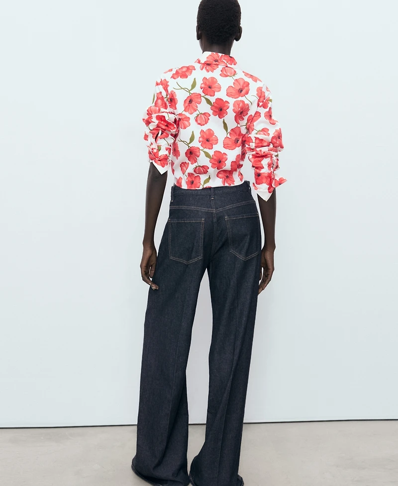 Mango Women's Floral-Print Poplin Shirt