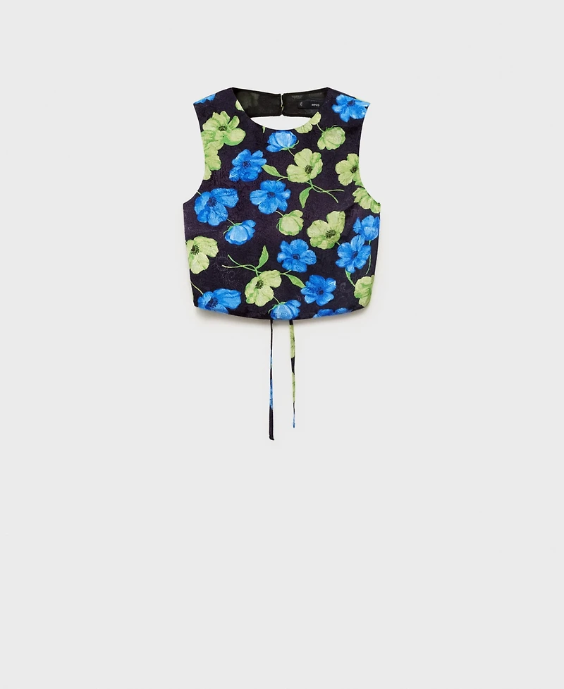 Mango Women's Open-Back Floral Blouse
