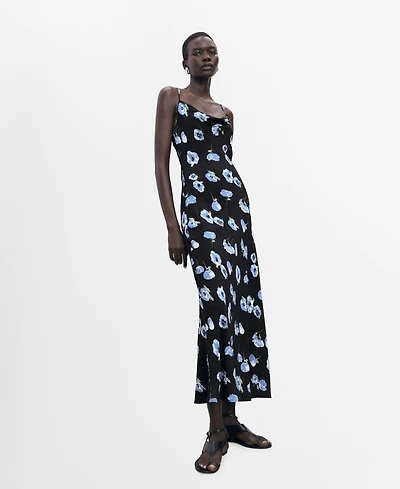 Mango Women's Draped Neckline Long Dress