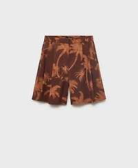 Mango Women's Palm Print Cotton Bermuda Shorts