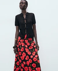 Mango Women's Floral-Print Flared Skirt