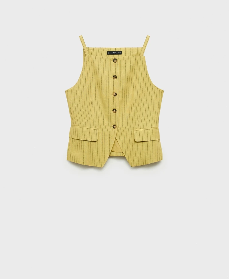 Mango Women's Buttons Striped Top