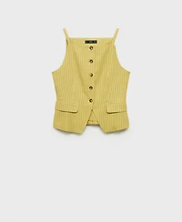 Mango Women's Buttons Striped Top