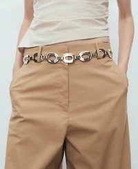 Mango Women's Mid-Rise Wide Leg Cotton Pants