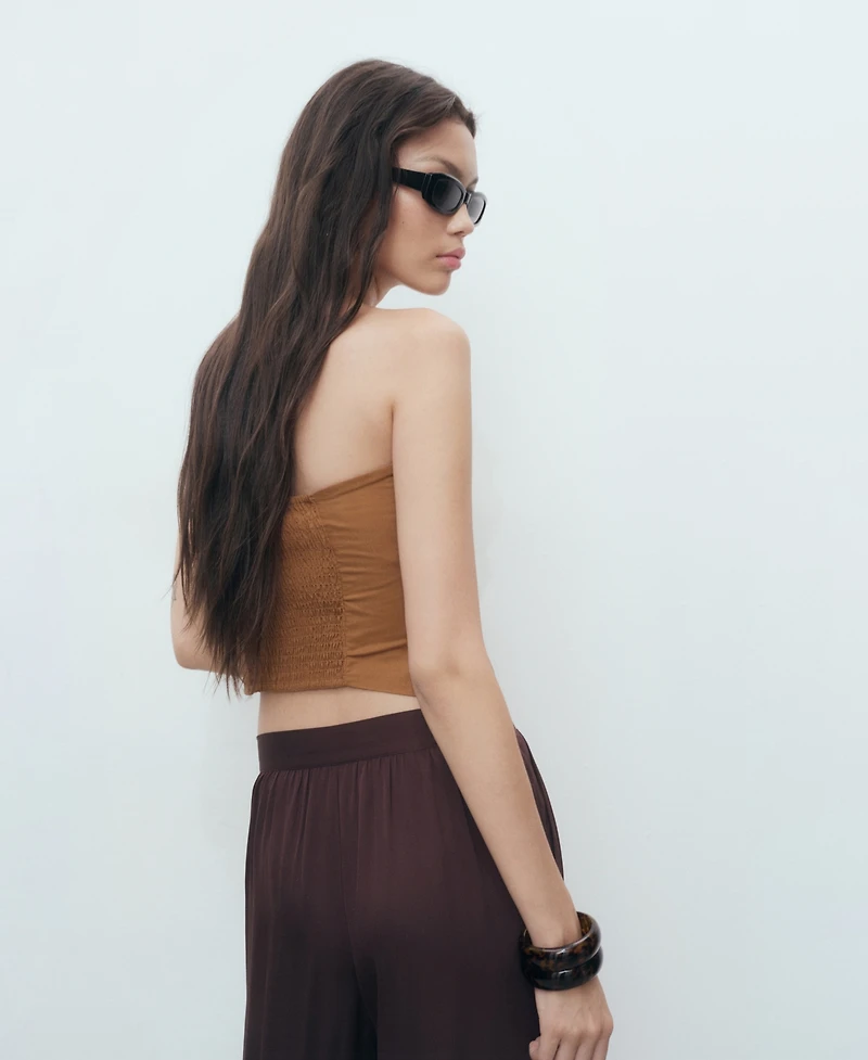 Mango Women's Asymmetrical Strapless Top