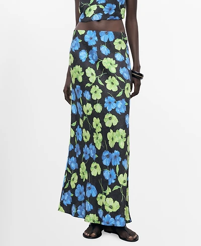 Mango Women's Floral-Print Long Skirt