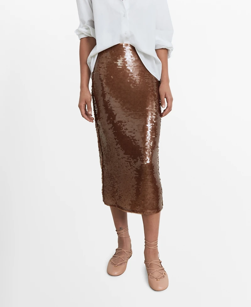 Mango Women's Midi Sequin Skirt