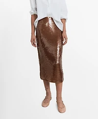 Mango Women's Midi Sequin Skirt