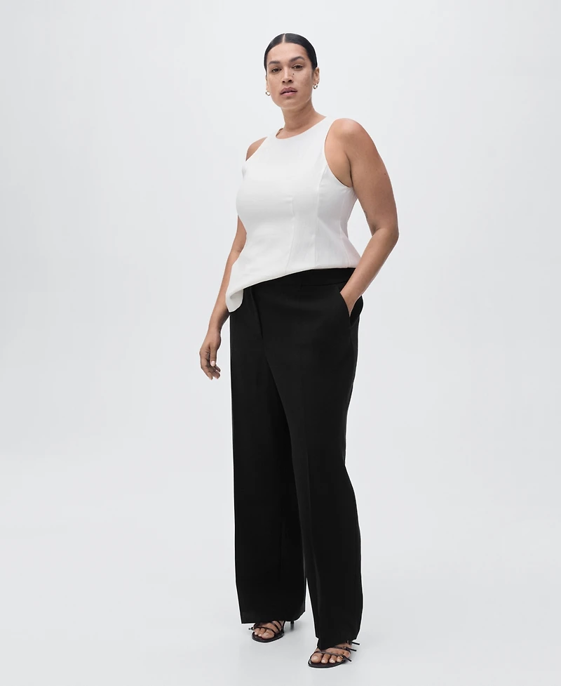 Mango Women's Straight Mid-Rise Pants