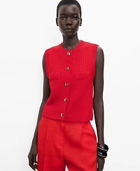 Mango Women's Buttoned Chunky-Knit Vest