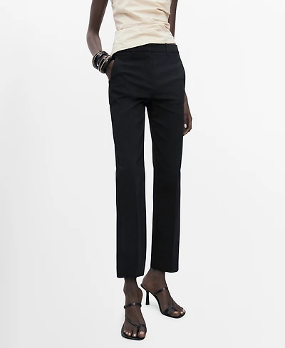 Mango Women's Straight-Cut Crop Pants
